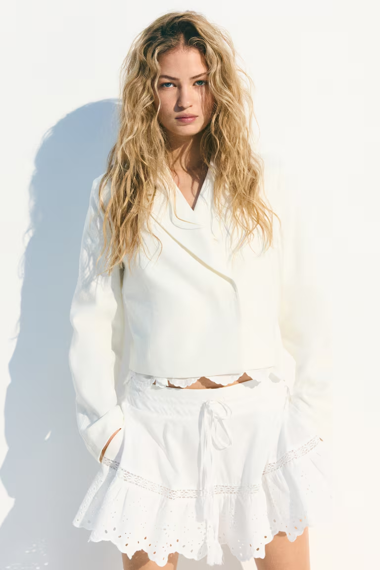 Cropped Linen-Blend Blazer