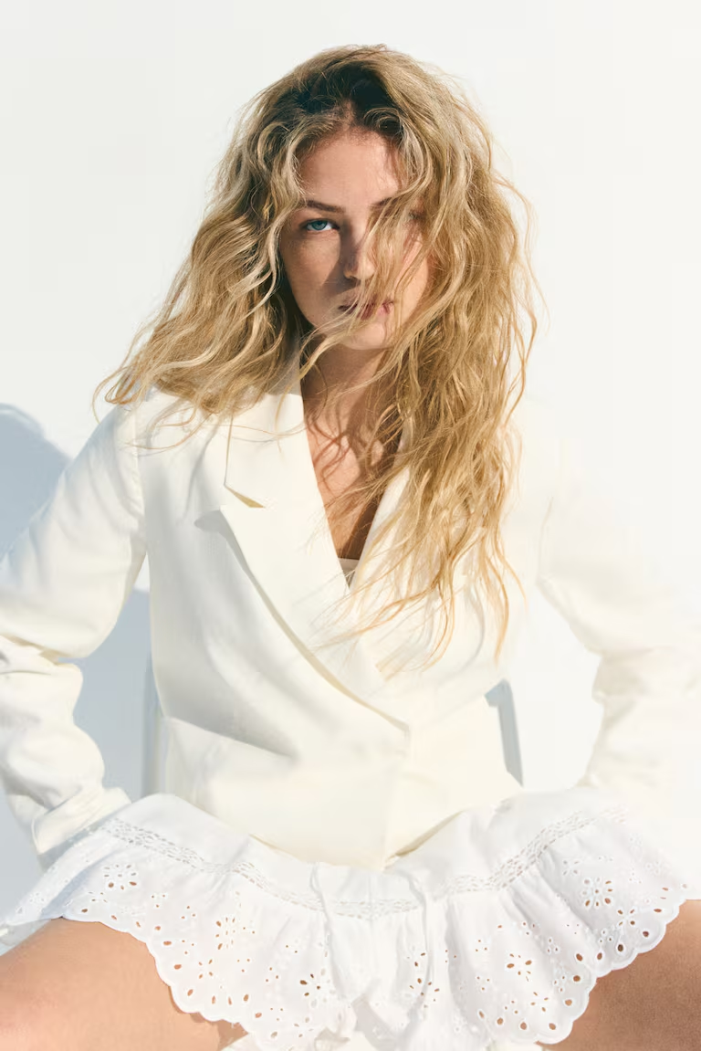 Cropped Linen-Blend Blazer